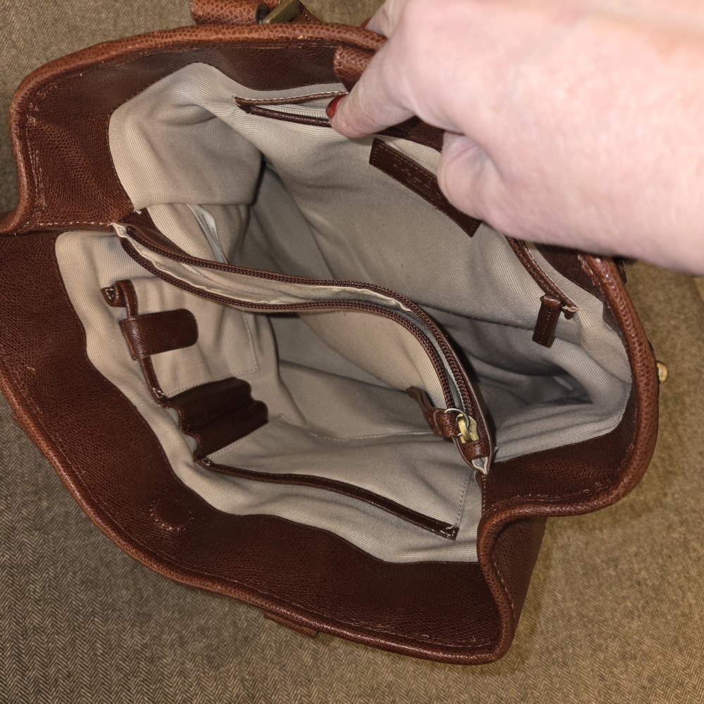 Talbots Brown Leather Purse / Tote Bag - Picture 8 of 12